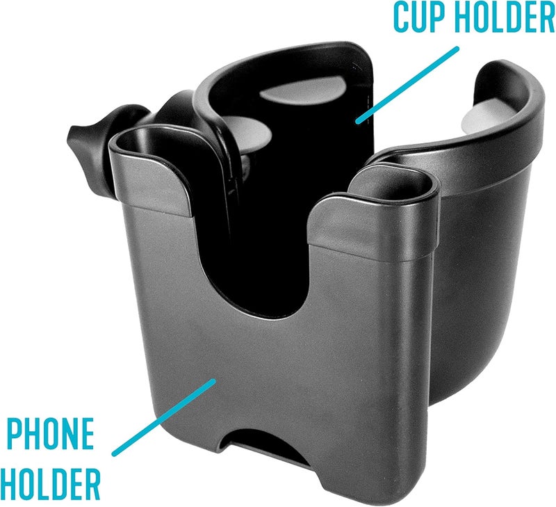 Stander Universal Cup Holder Accessory, Adjustable Drink and Phone Storage Compartment for Walkers, Rollators, Strollers, Wheelchairs, and Scooters, Black - Image 3